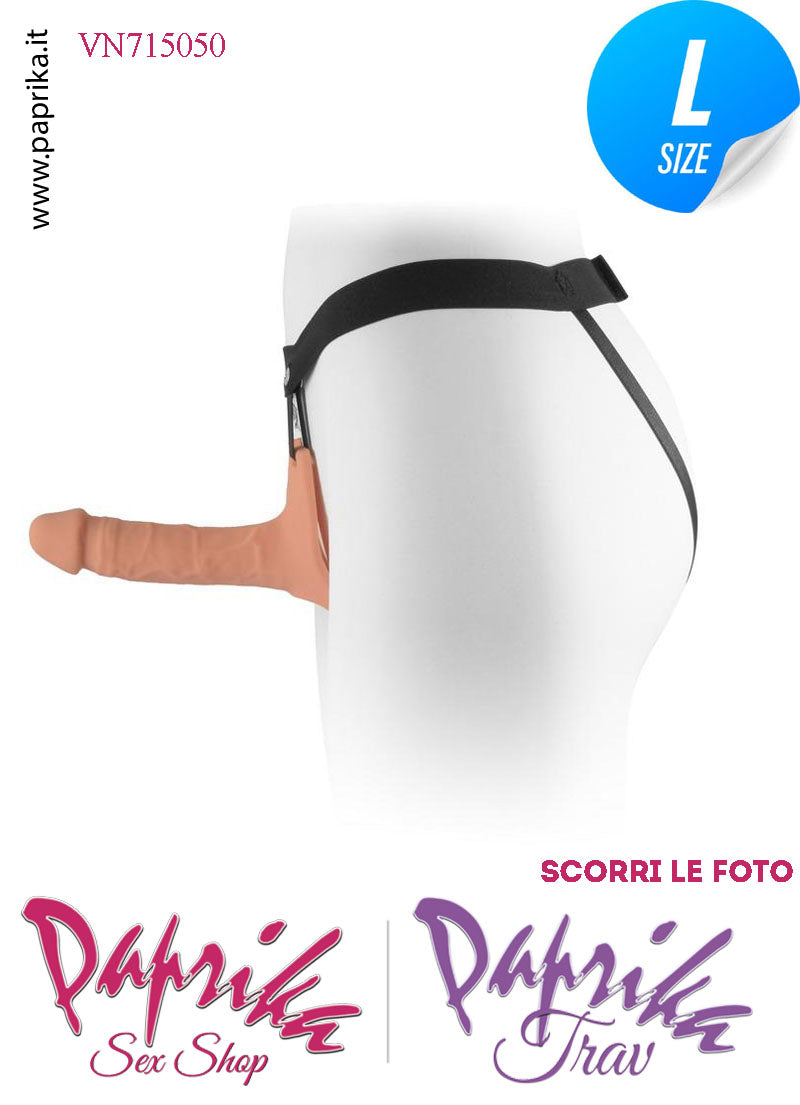 Strap-On Silicone Fallo Cavo Protesi 15 cm Ø 42 Punta Piena 5 cm Foro Testicoli