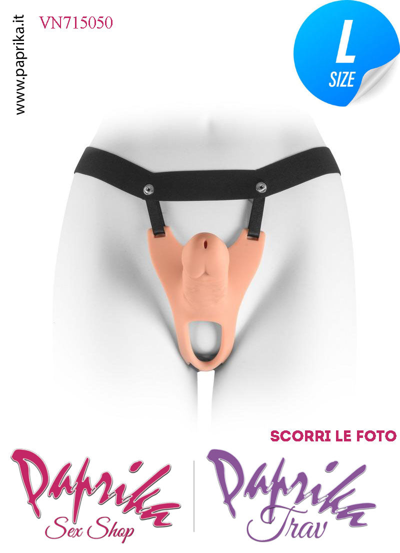 Strap-On Silicone Fallo Cavo Protesi 15 cm Ø 42 Punta Piena 5 cm Foro Testicoli