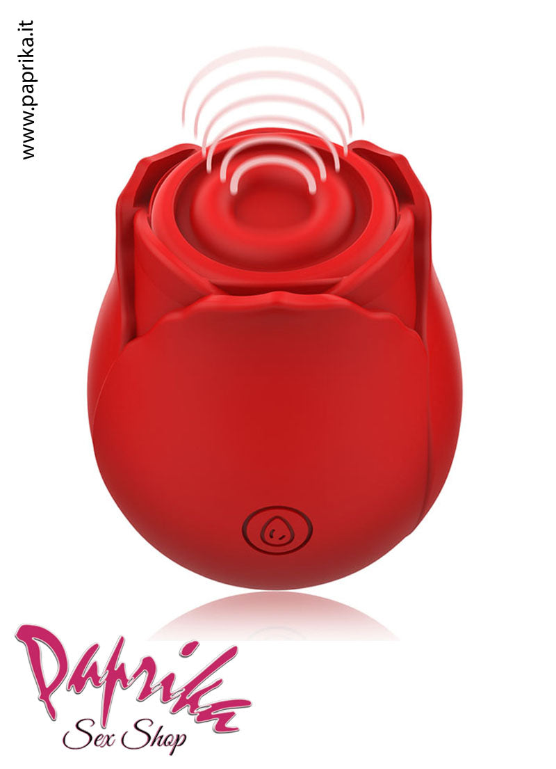 Succhia Clitoride Rosa Rossa Silicone 10 Velocità 2 Testine Stimolanti