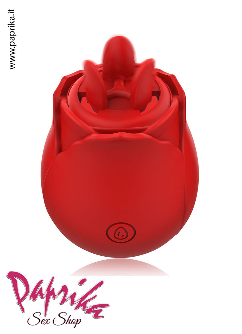 Succhia Clitoride Rosa Rossa Silicone 10 Velocità 2 Testine Stimolanti