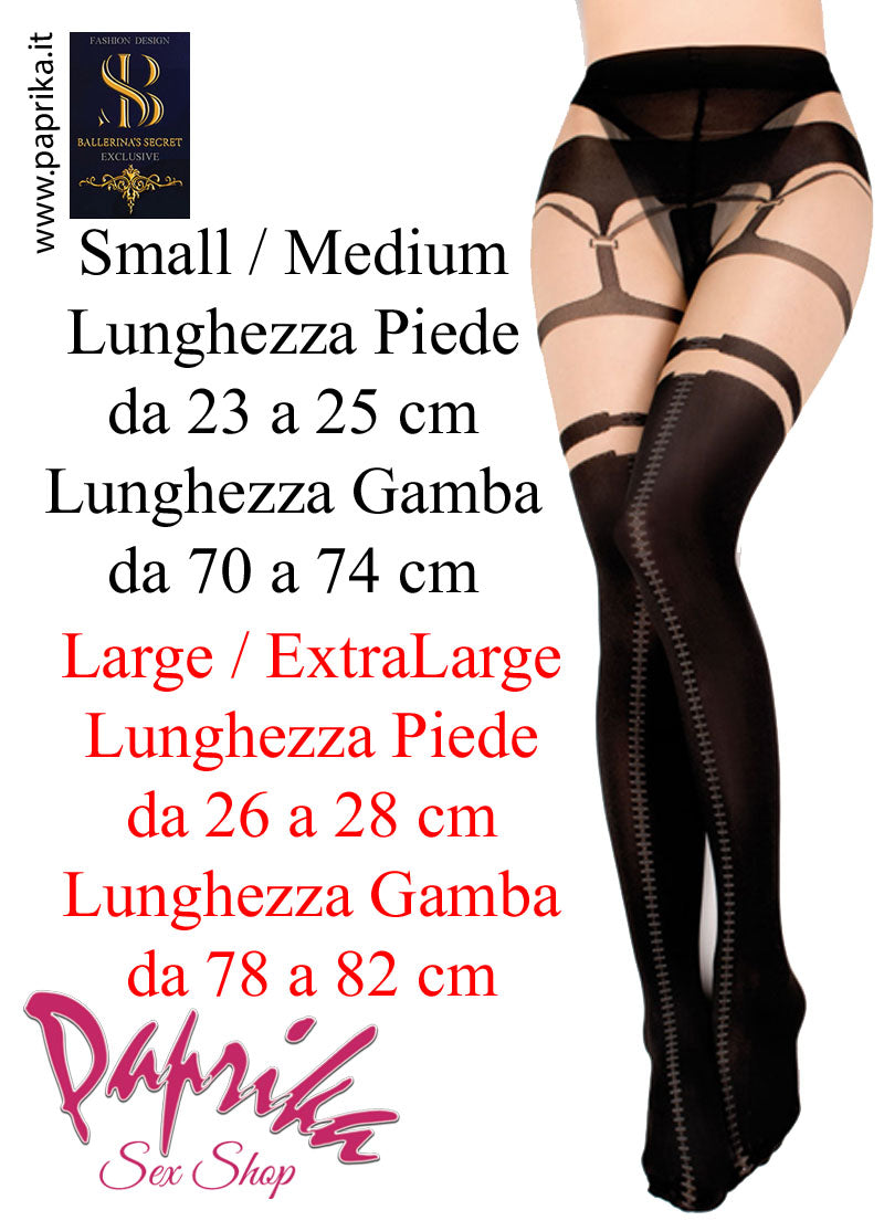 Autoreggenti Sexy Velate Balza Rossa Disegni e Riga Posteriore