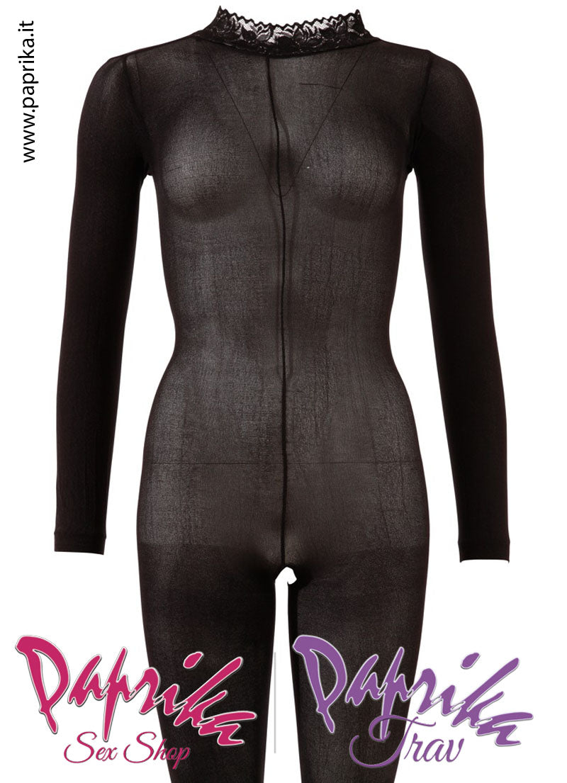 Catsuit Tutina Velata Coprente Apertura Piccola Colletto Pizzo