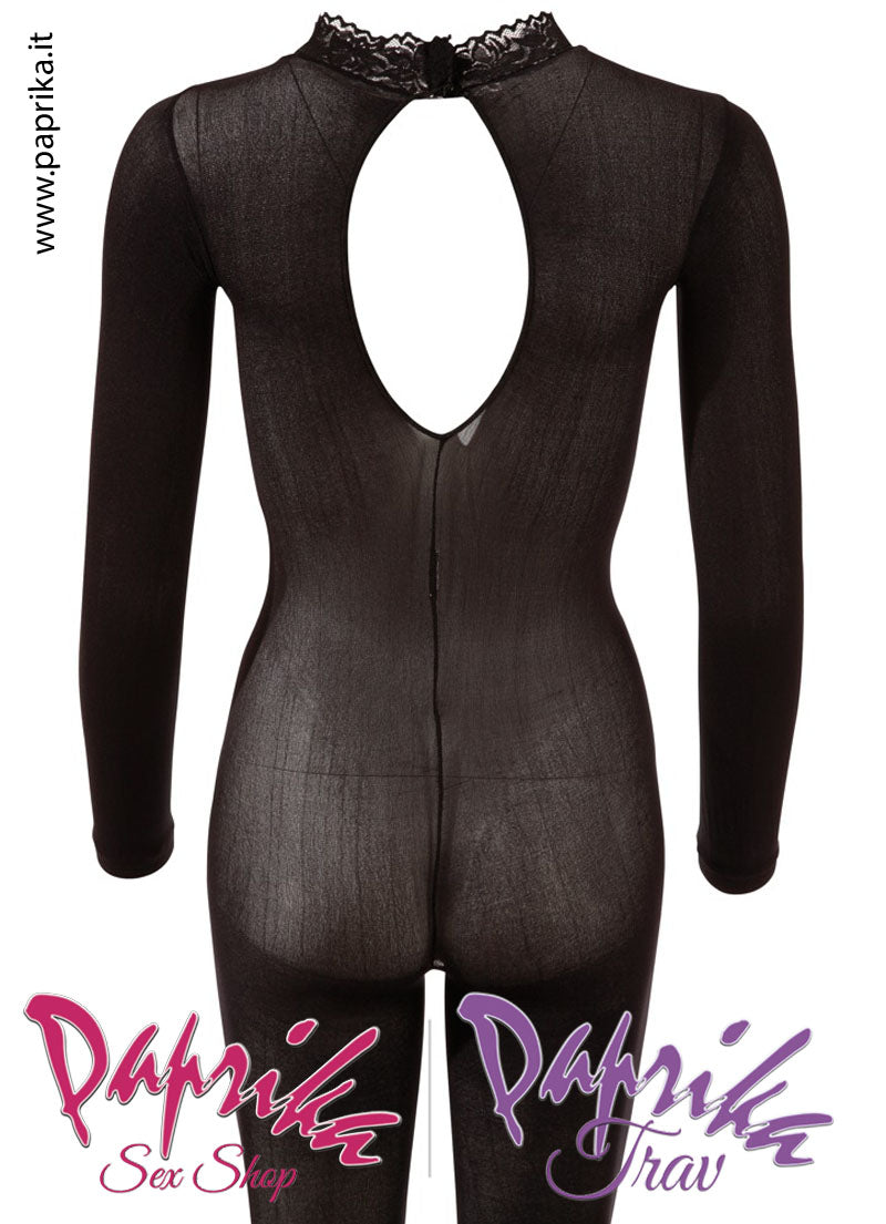 Catsuit Tutina Velata Coprente Apertura Piccola Colletto Pizzo