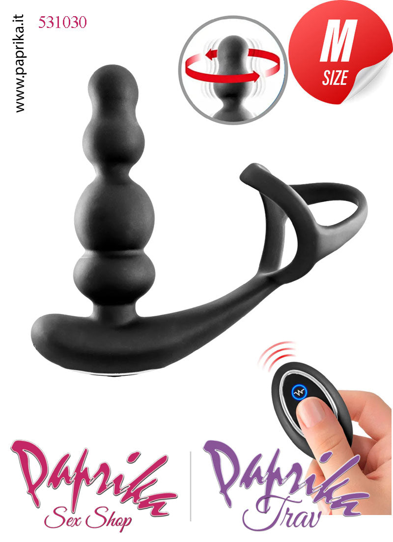 Vibratore Prostatico 4 Palline Rotante Vibrante Telecomandato Anello 12 cm Ø 34