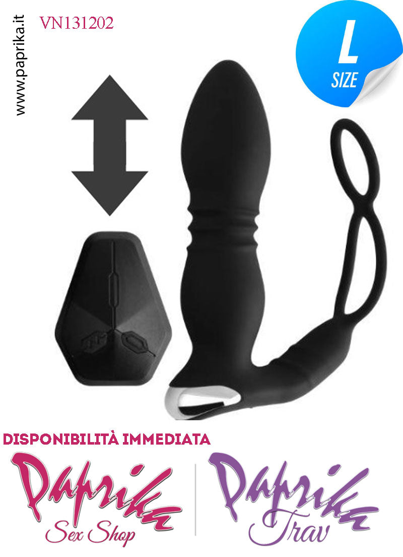 Vibratore Prostatico Su & Giù Vibrante Telecomandato 13 cm Ø 37 Doppio Anello