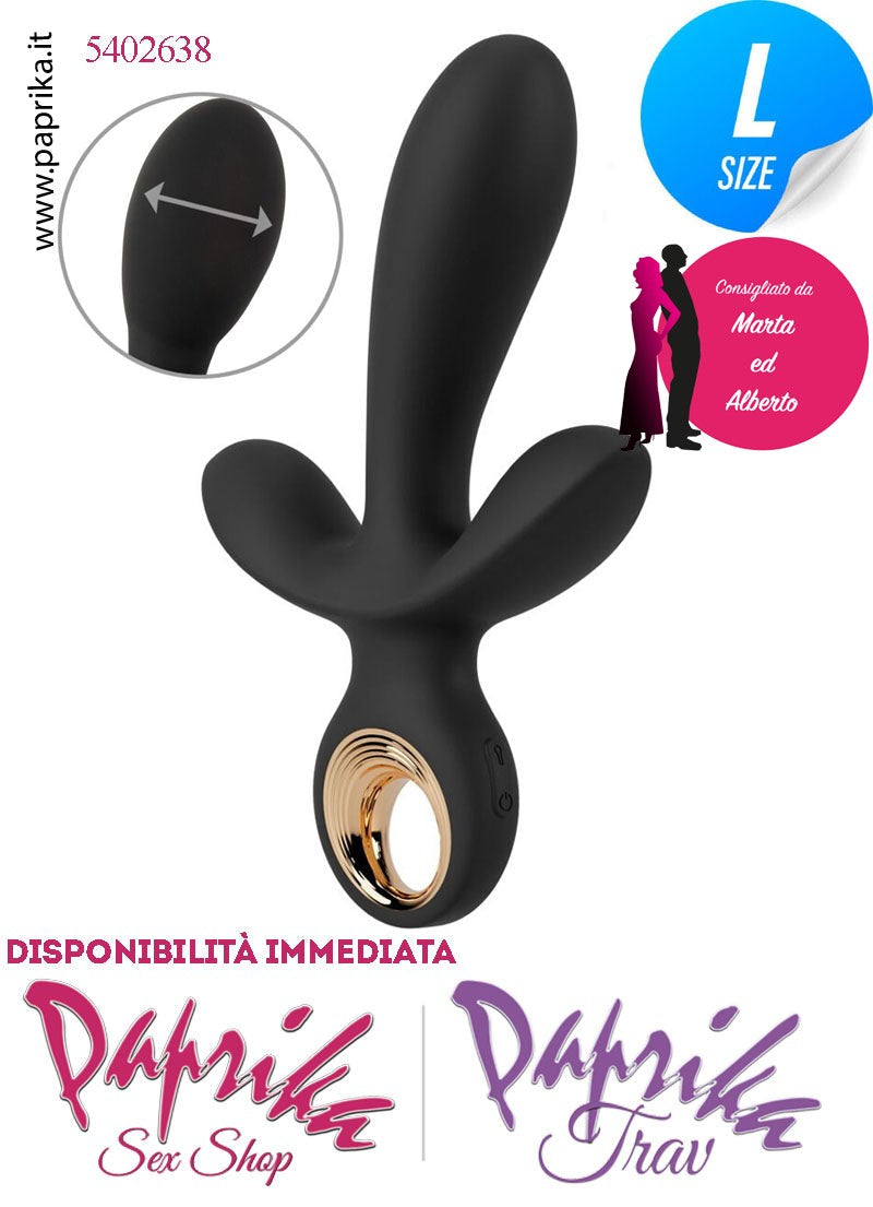 Rabbit Vibratore Triplo Clitoride Vagina Perineo 10 Velocità Ø 37 Gonfiabile Silicone