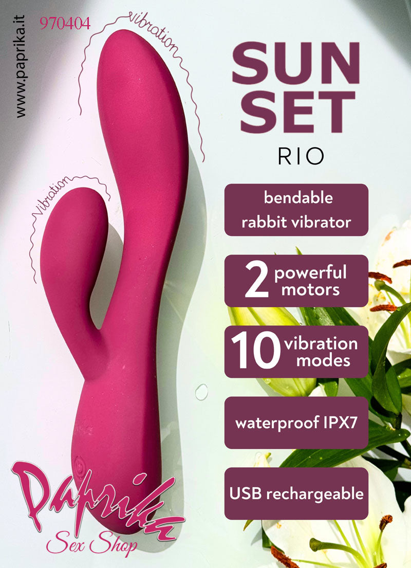 Rabbit Vibratore Clitoride Vagina 10 Velocità Ø 37 Silicone Punto G Piegato