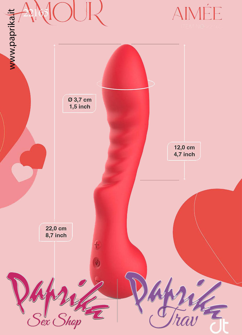 Vibratore Vaginale Punto G  10 Velocità 22 cm Ø 43 Sagomato Silicone Flessibile