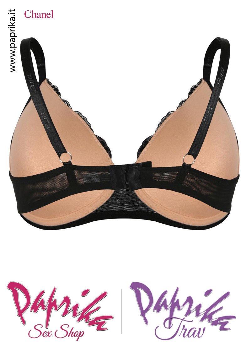 Reggiseno Nudo Pizzo Nero Non Imbottito Spalline Sottili Coppa C