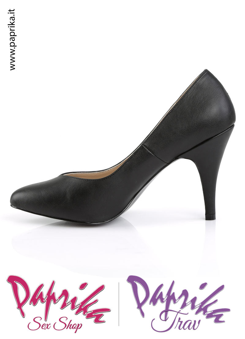 Décolleté Sexy Nera Pelle Vegan Tacco 10.2 Senza Zeppa