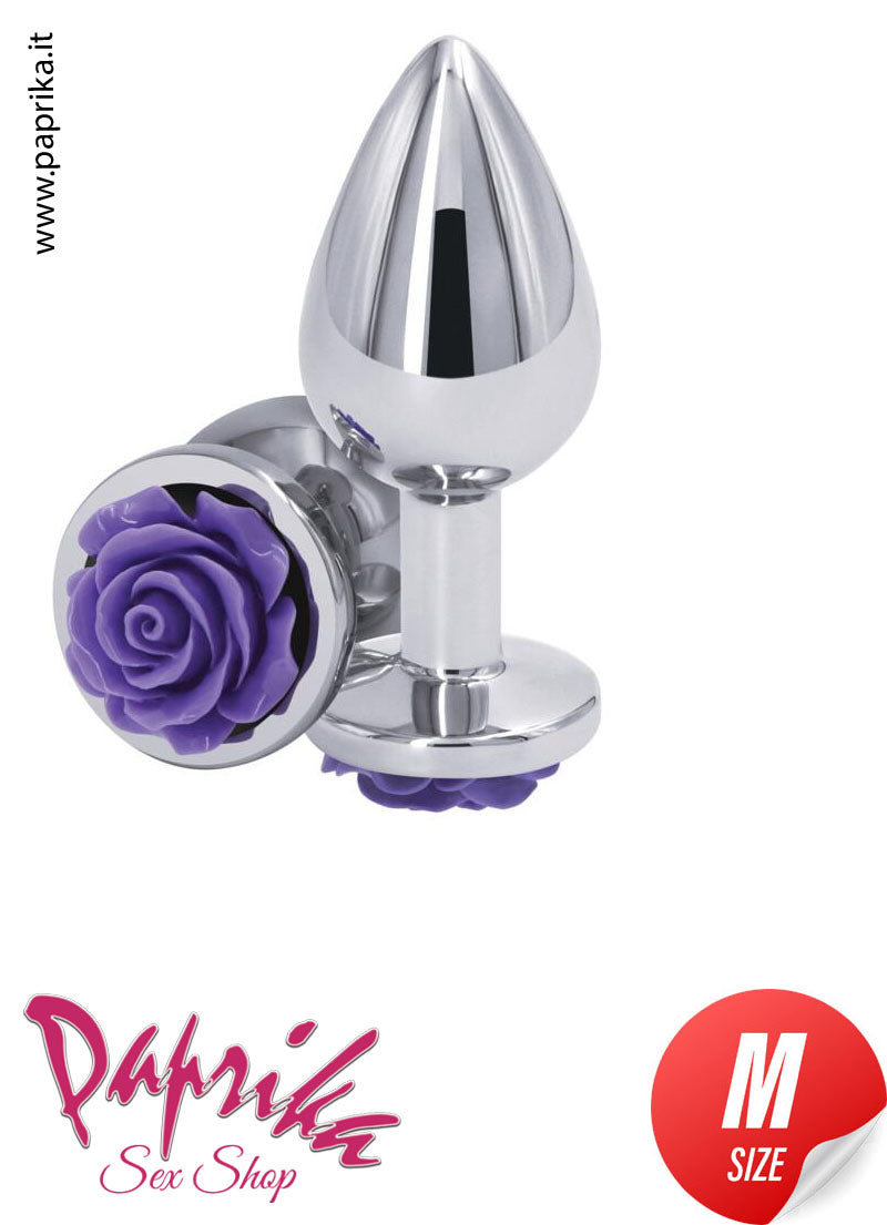 Rosebud Plug Anale Medium 8 cm Ø 35 Alluminio Fiore In Rilievo